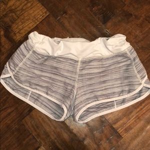 Grey and white lululemon shorts